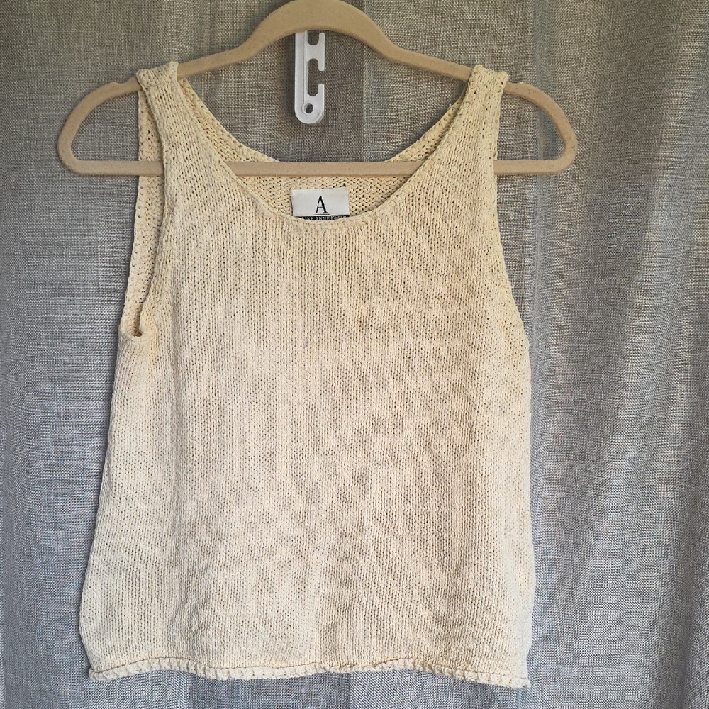 Anne Klein Off-White Knit Tank Top Women's Size L P1-12